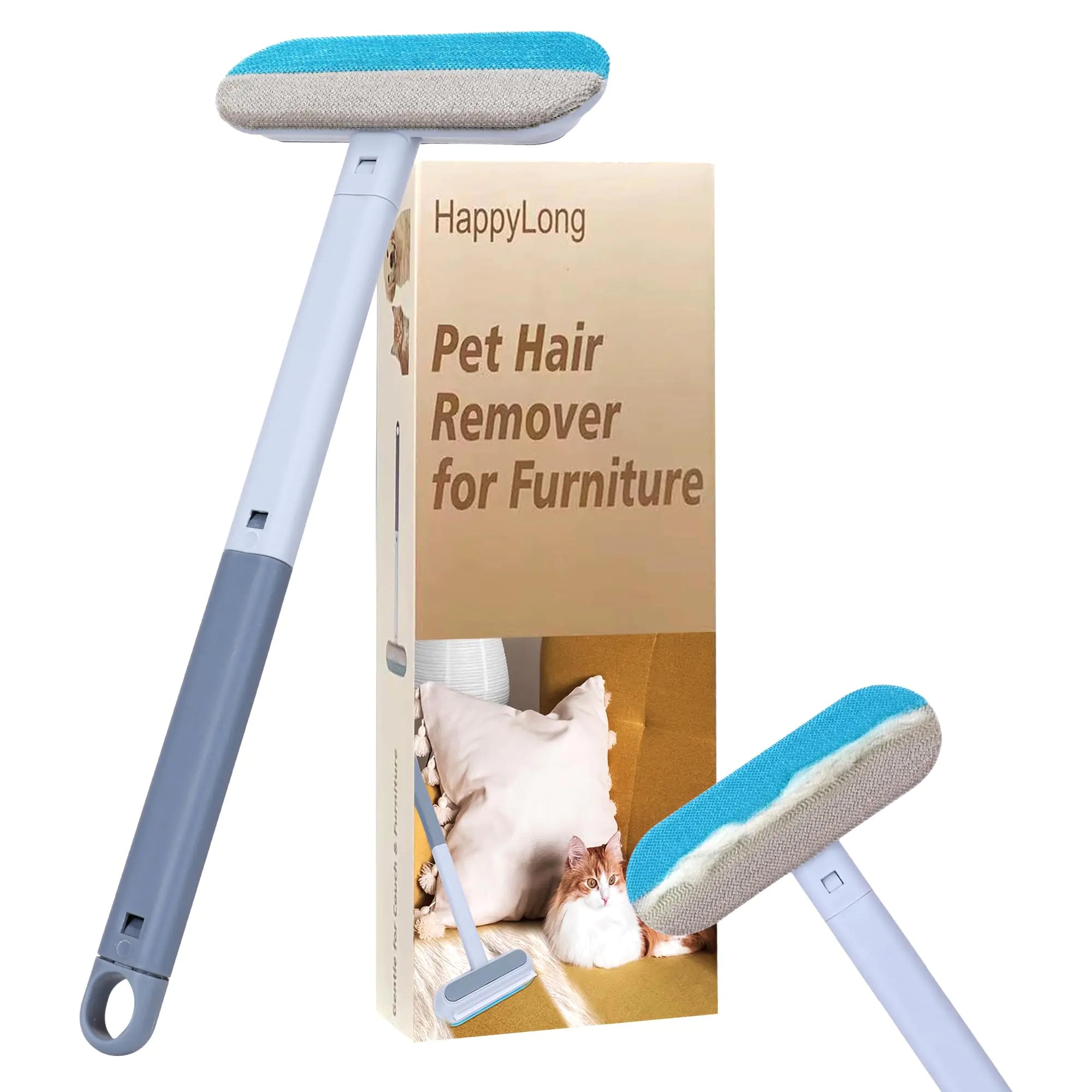 3 in 1 Pet Hair Removal Tool, Multifunctional Pet Hair Remover, Reusable and Washable Dog Cat Hair Cleaning Removal Brush with Long Handle, for